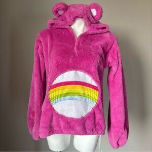 Care Bears Cheer Bear Pink Hoodie Sweatshirt Costume Womens Size Large Kidcore